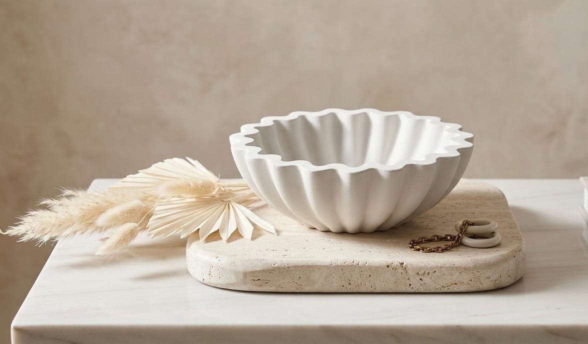 White Fluted Decorative Bowl